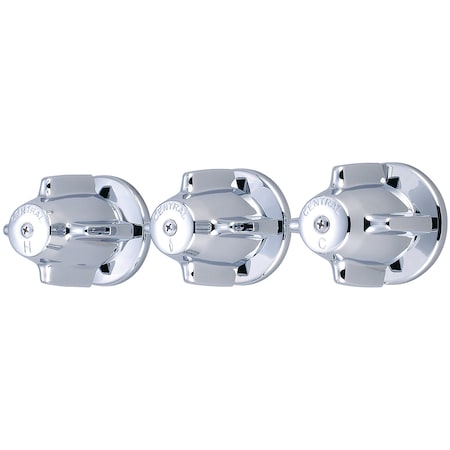 Central Brass Three Handle Valve Set, IPS, Wallmount, Polished Chrome 950